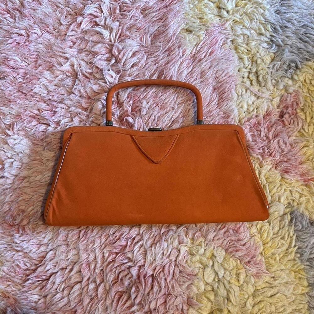 vintage orange 1960s suede handbag
